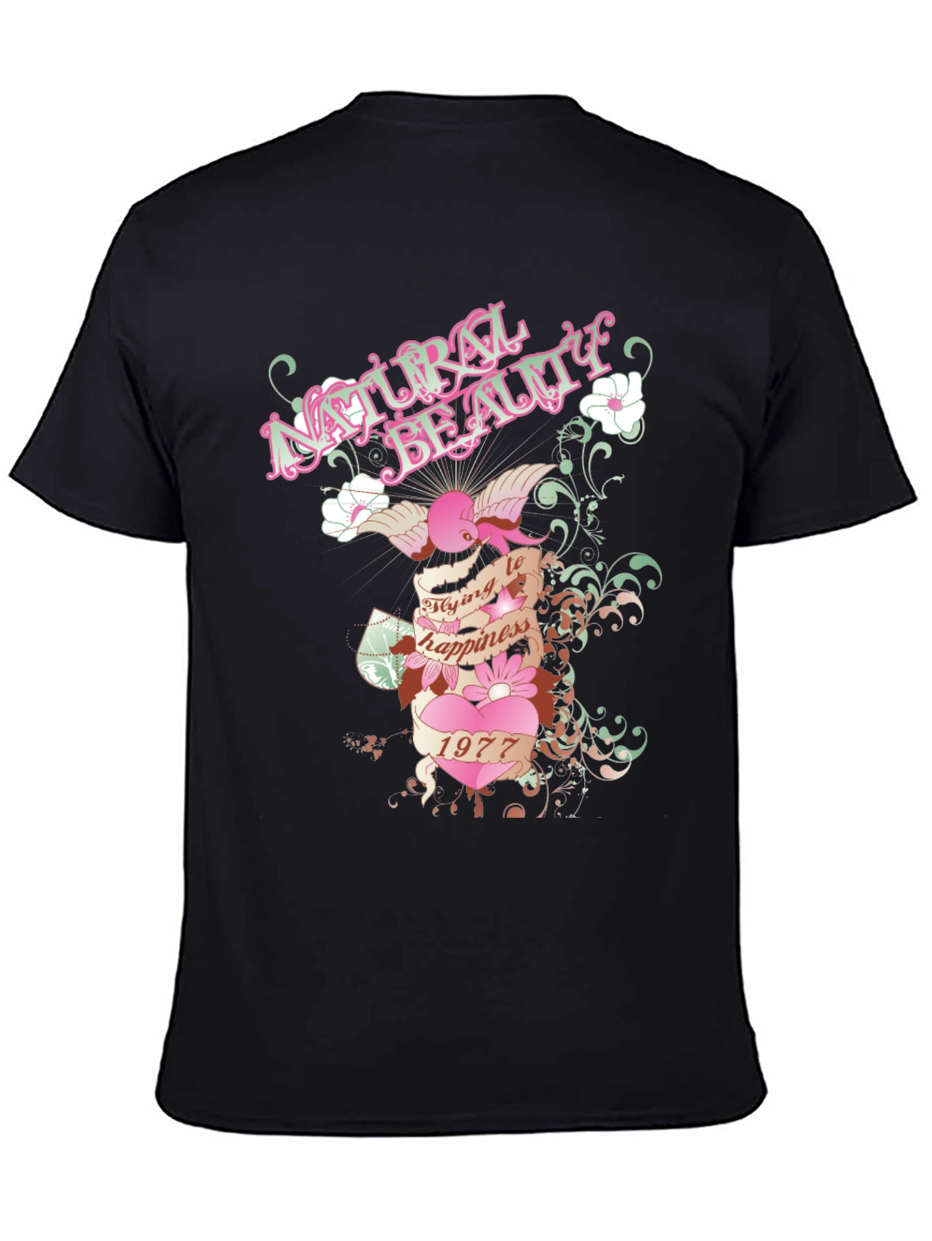 Natural Beauty Graphic Print Black T-Shirt