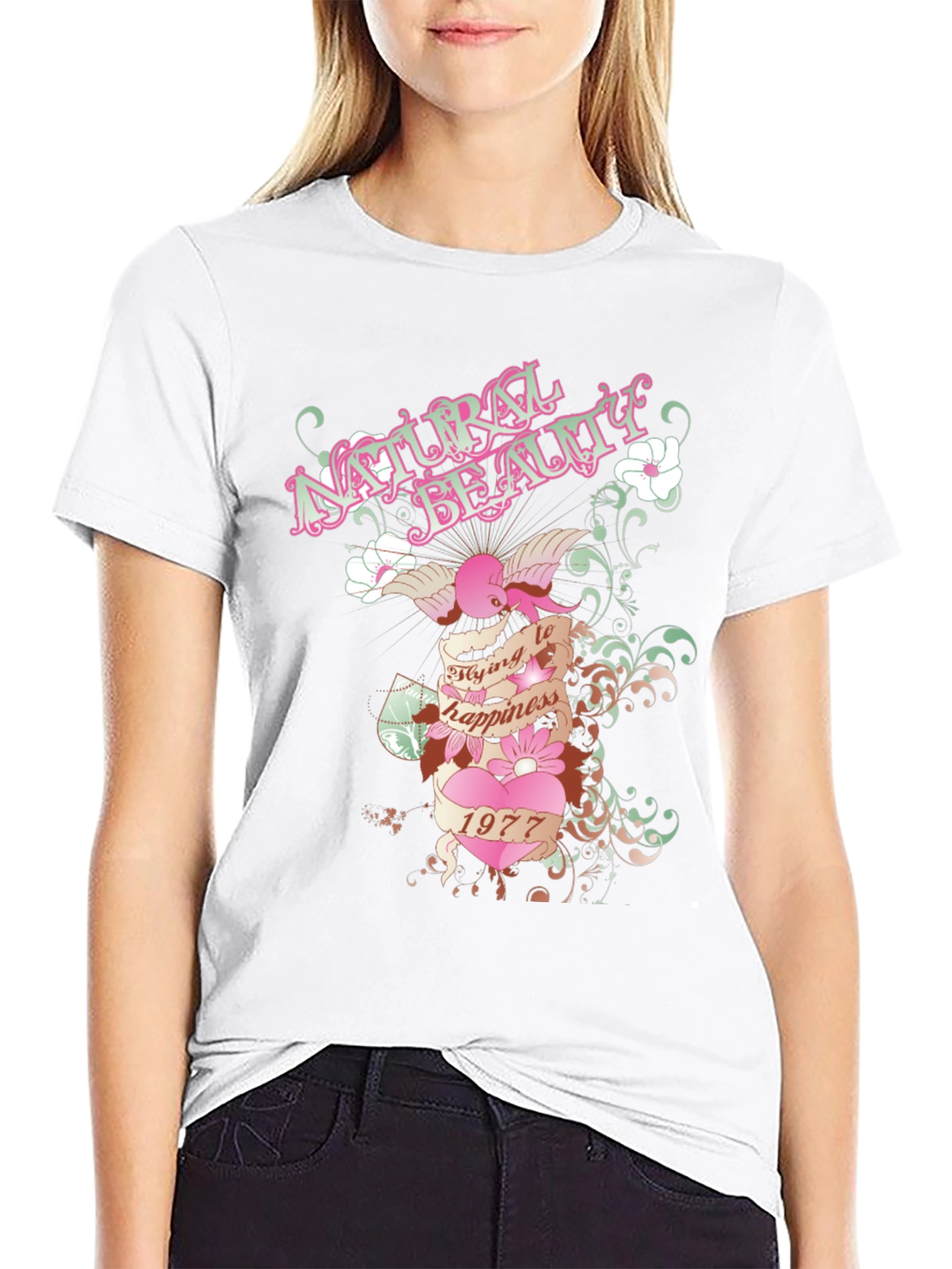 Natural Beauty Graphic Print Black T-Shirt