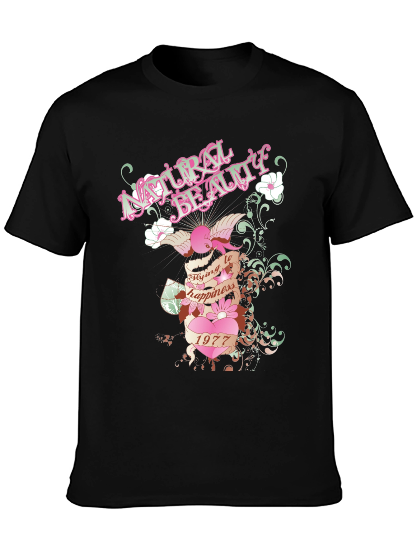 Natural Beauty Graphic Print Black T-Shirt