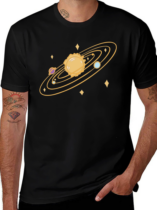 Cosmic Tee: Solar System Graphic Print Black T-Shirt