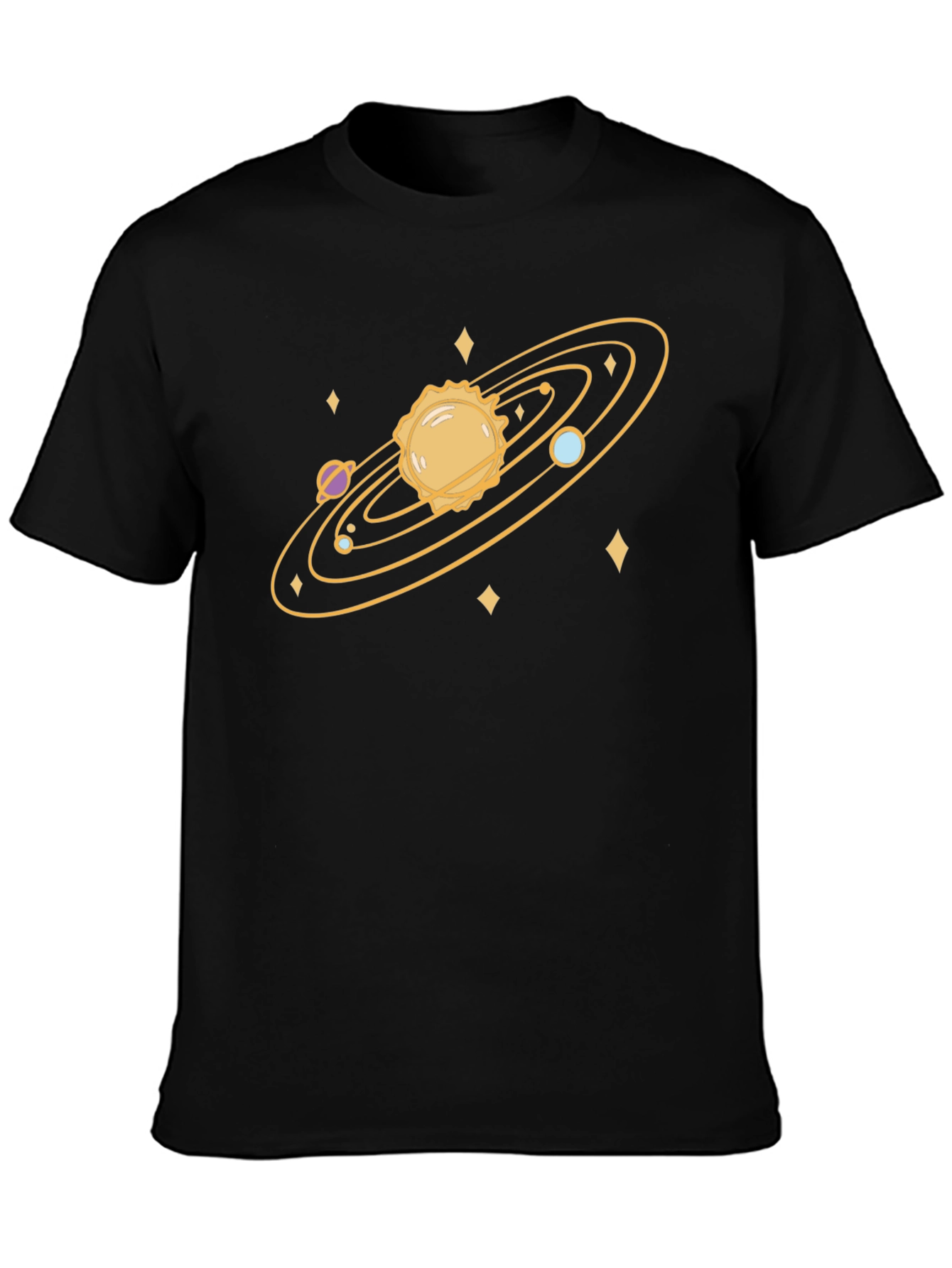 Cosmic Tee: Solar System Graphic Print Black T-Shirt