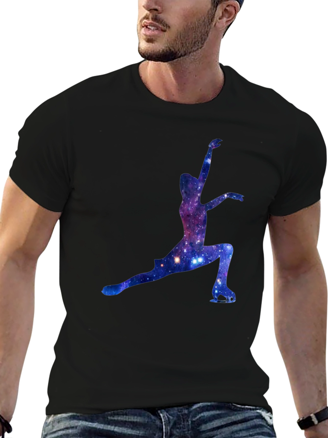 Galaxy Ice Skater Graphic Tee - Black