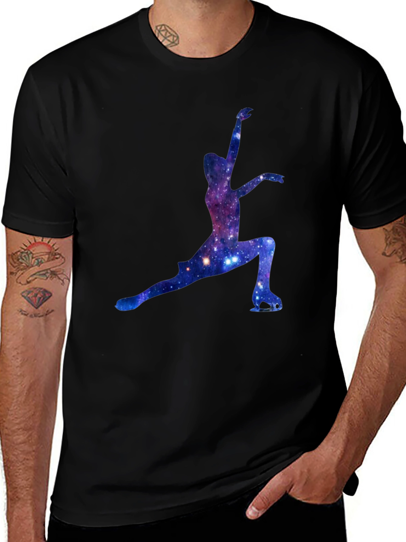 Galaxy Ice Skater Graphic Tee - Black