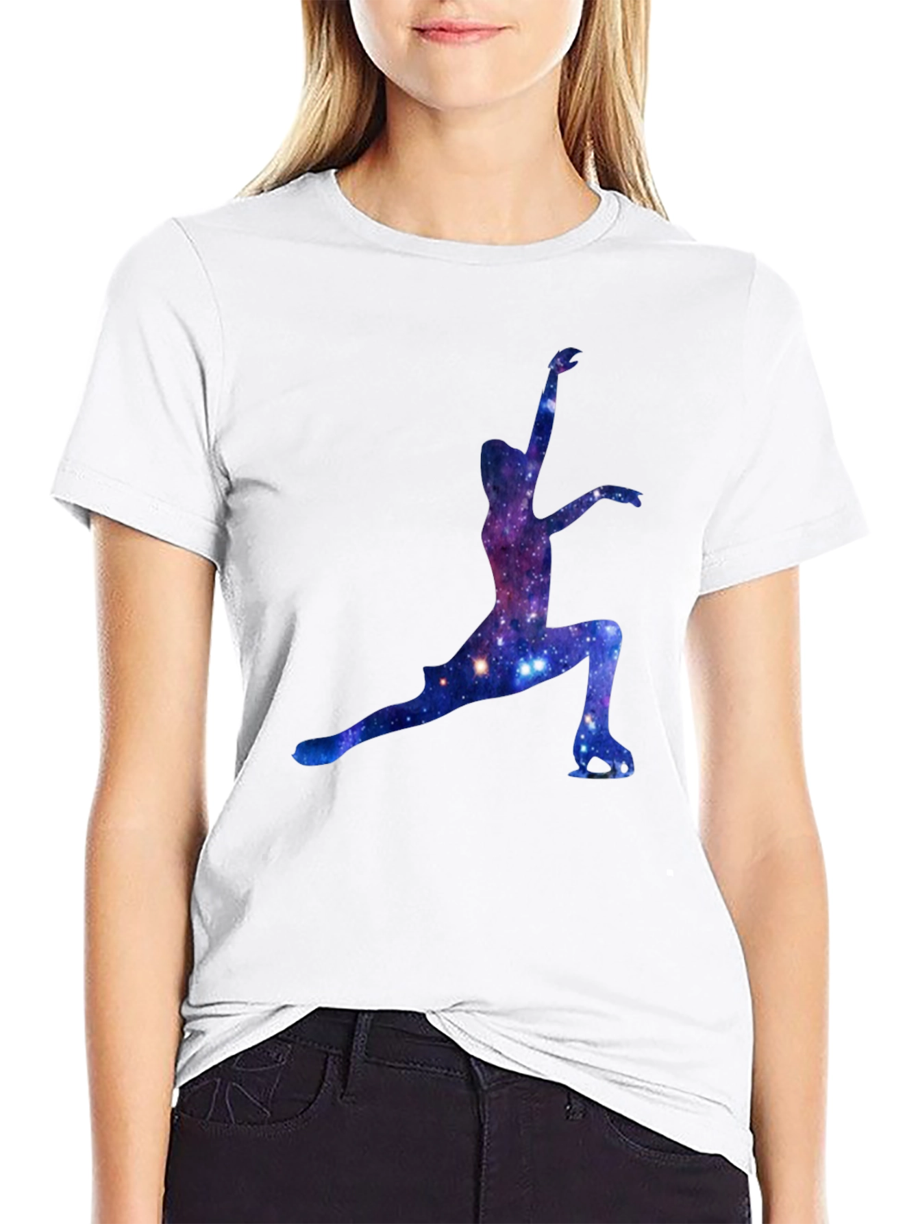 Galaxy Ice Skater Graphic Tee - Black