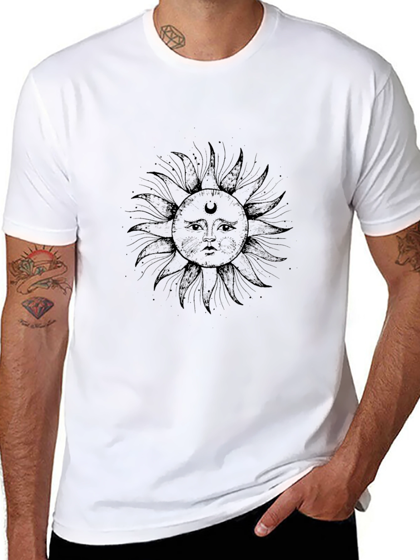 Celestial Sun Graphic T-Shirt - Stylish Black Tee
