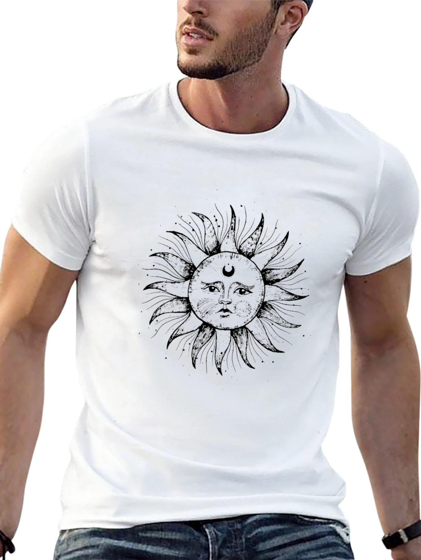 Celestial Sun Graphic T-Shirt - Stylish Black Tee