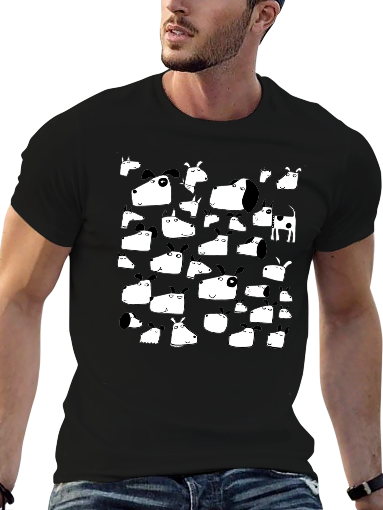 Dog Heads Black T-Shirt