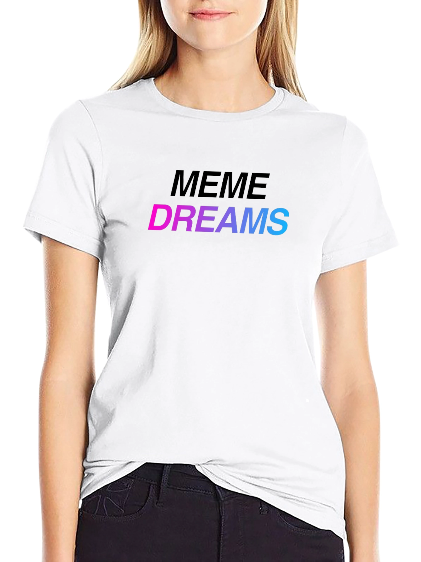 Meme Dreams Graphic Print Black T-Shirt