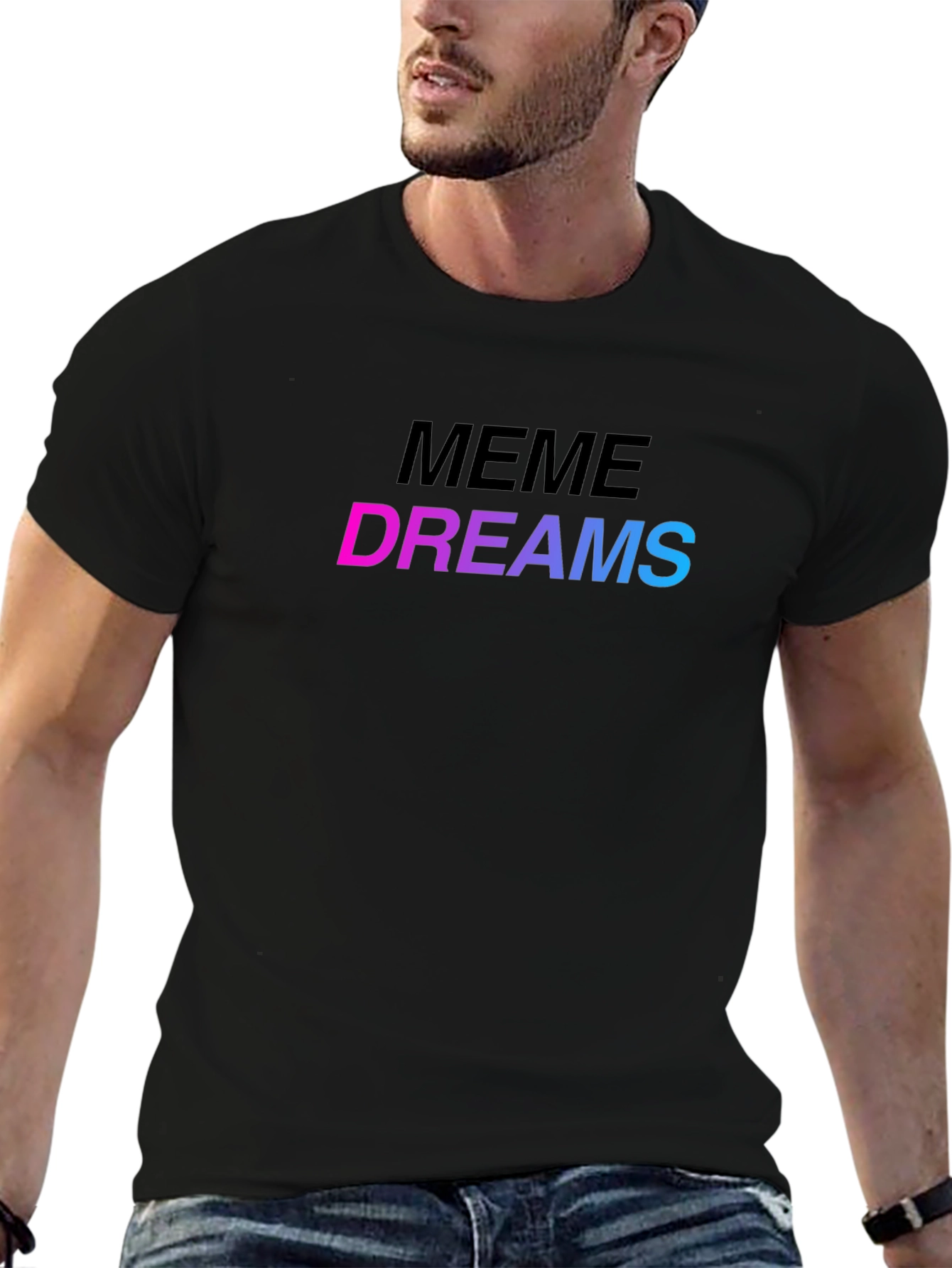 Meme Dreams Graphic Print Black T-Shirt