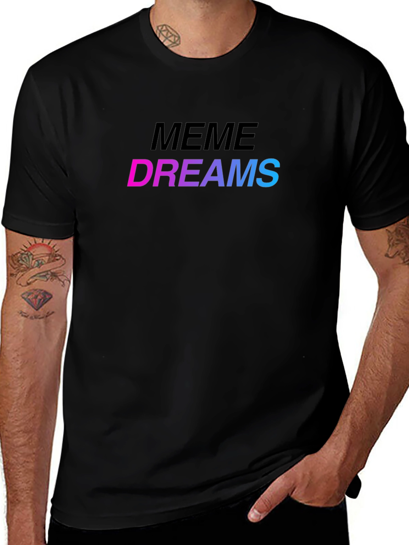 Meme Dreams Graphic Print Black T-Shirt