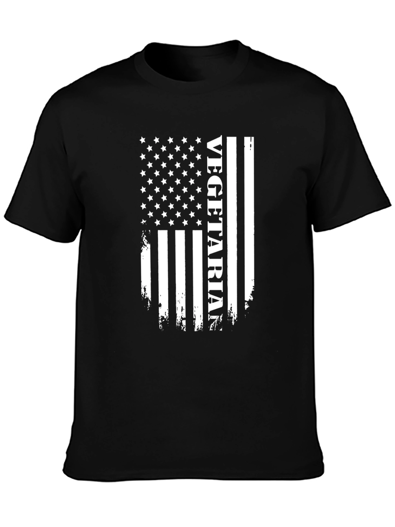 Vegetarian American Flag Black T-Shirt
