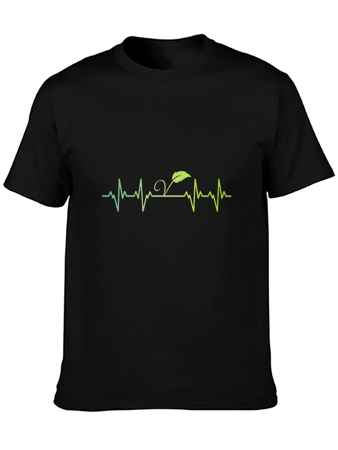 Green Lifebeat Tee - Black Crew Neck