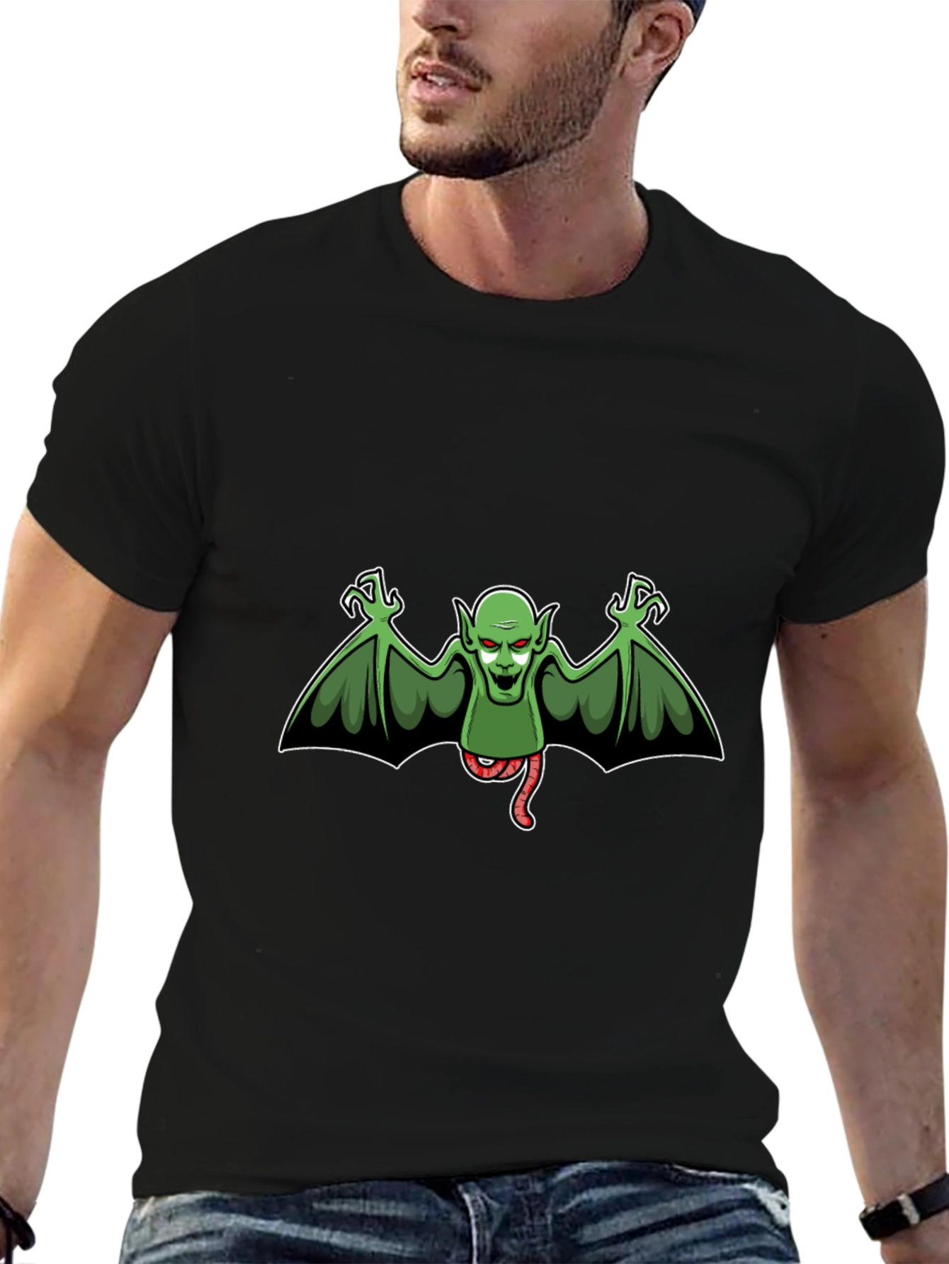 Spooky Bat Creature Graphic T-Shirt