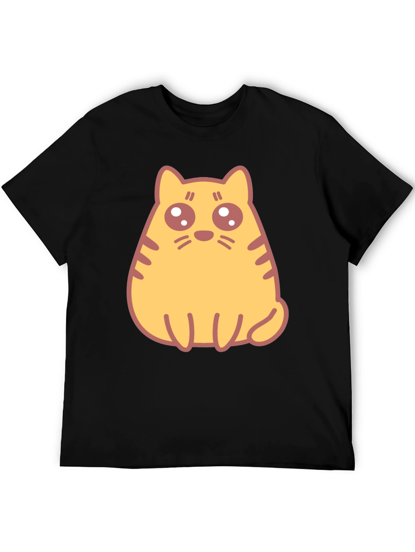 Cute Cartoon Cat Graphic T-Shirt - Black
