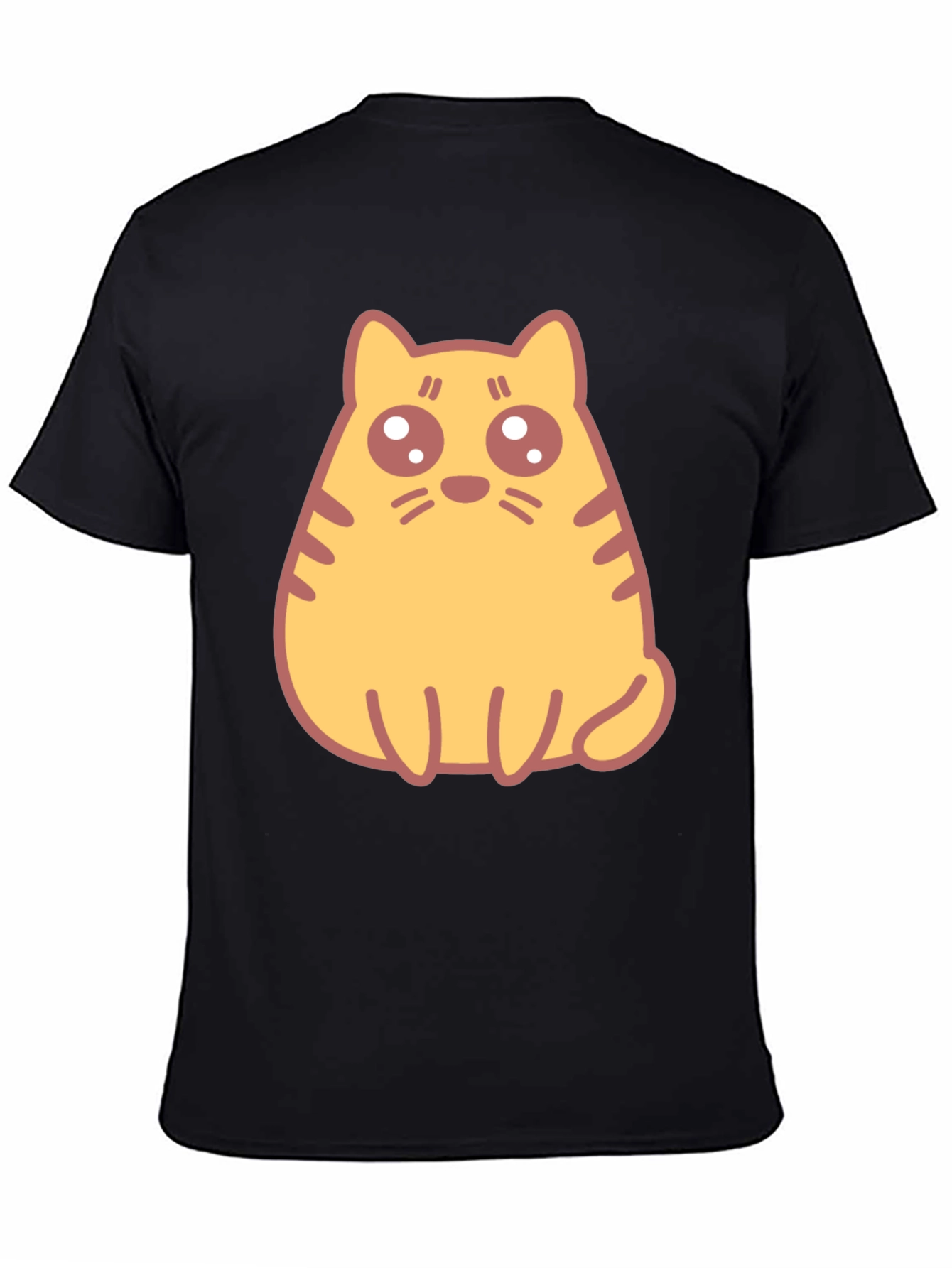 Cute Cartoon Cat Graphic T-Shirt - Black
