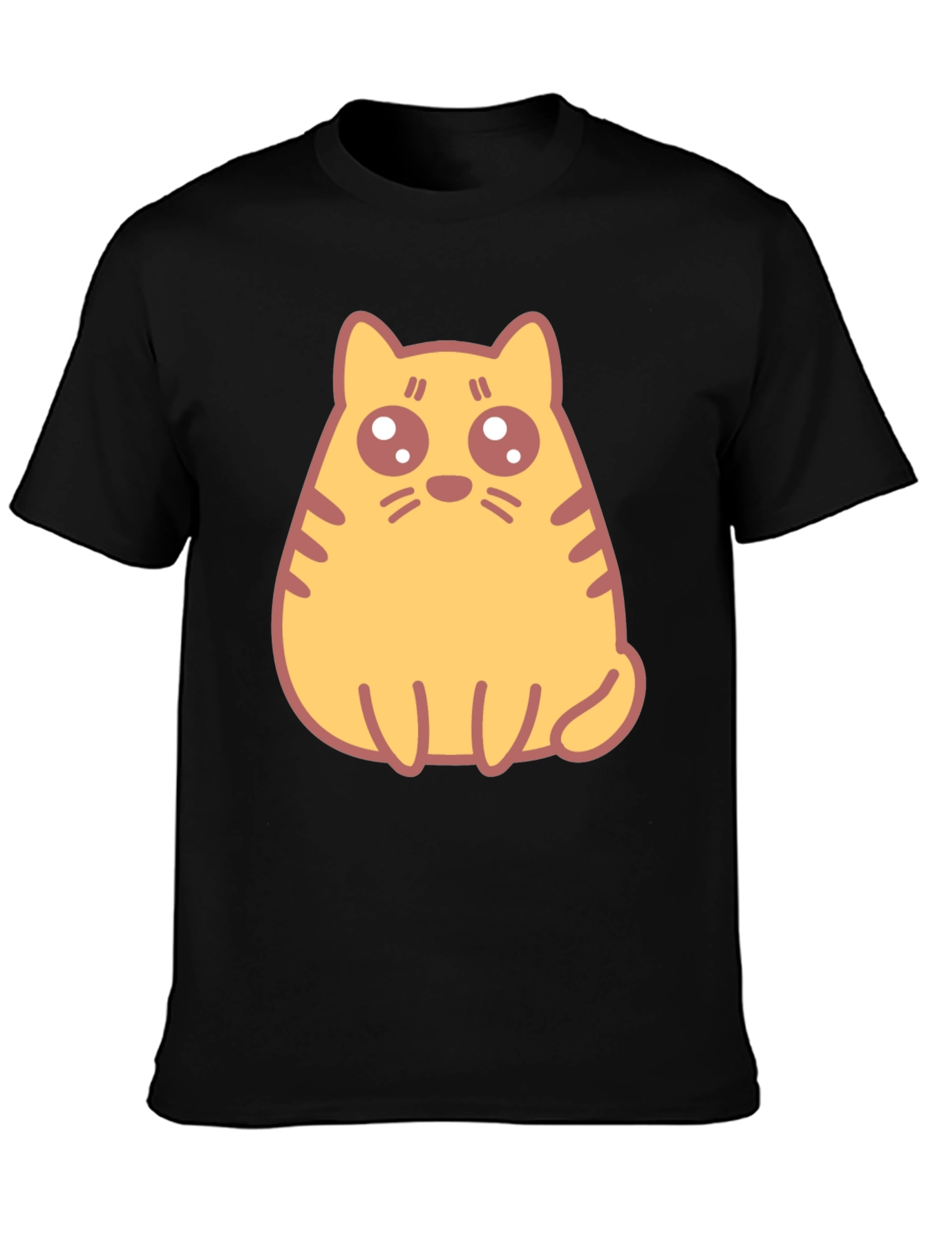 Cute Cartoon Cat Graphic T-Shirt - Black