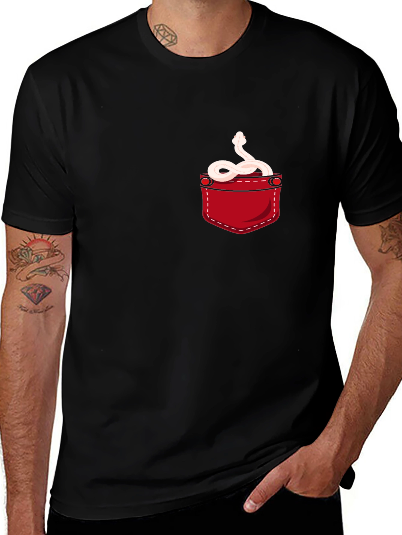 Snake Pocket T-Shirt - Quirky Reptile Graphic Tee