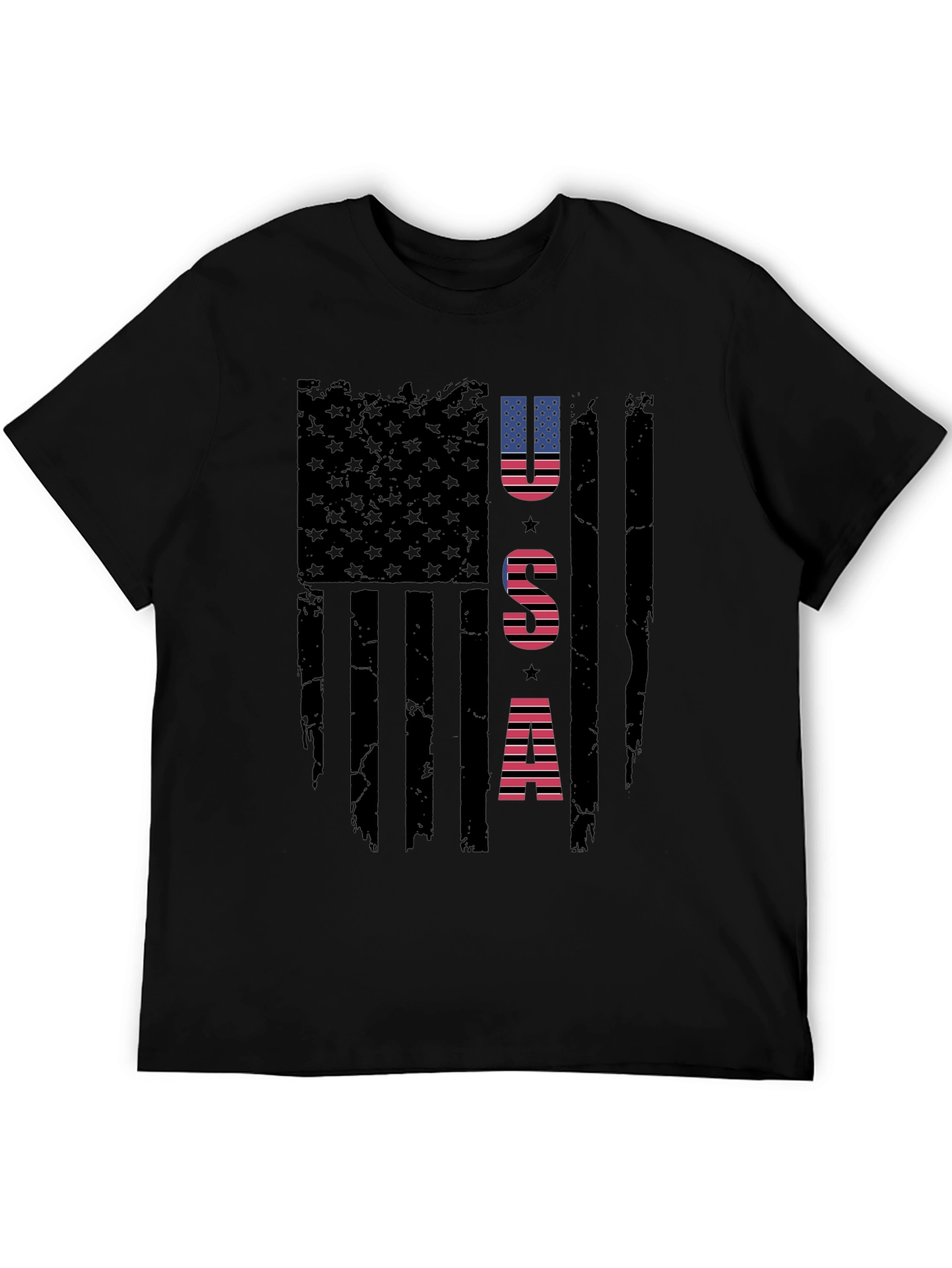 USA Flag Graphic Print Crew Neck T-Shirt