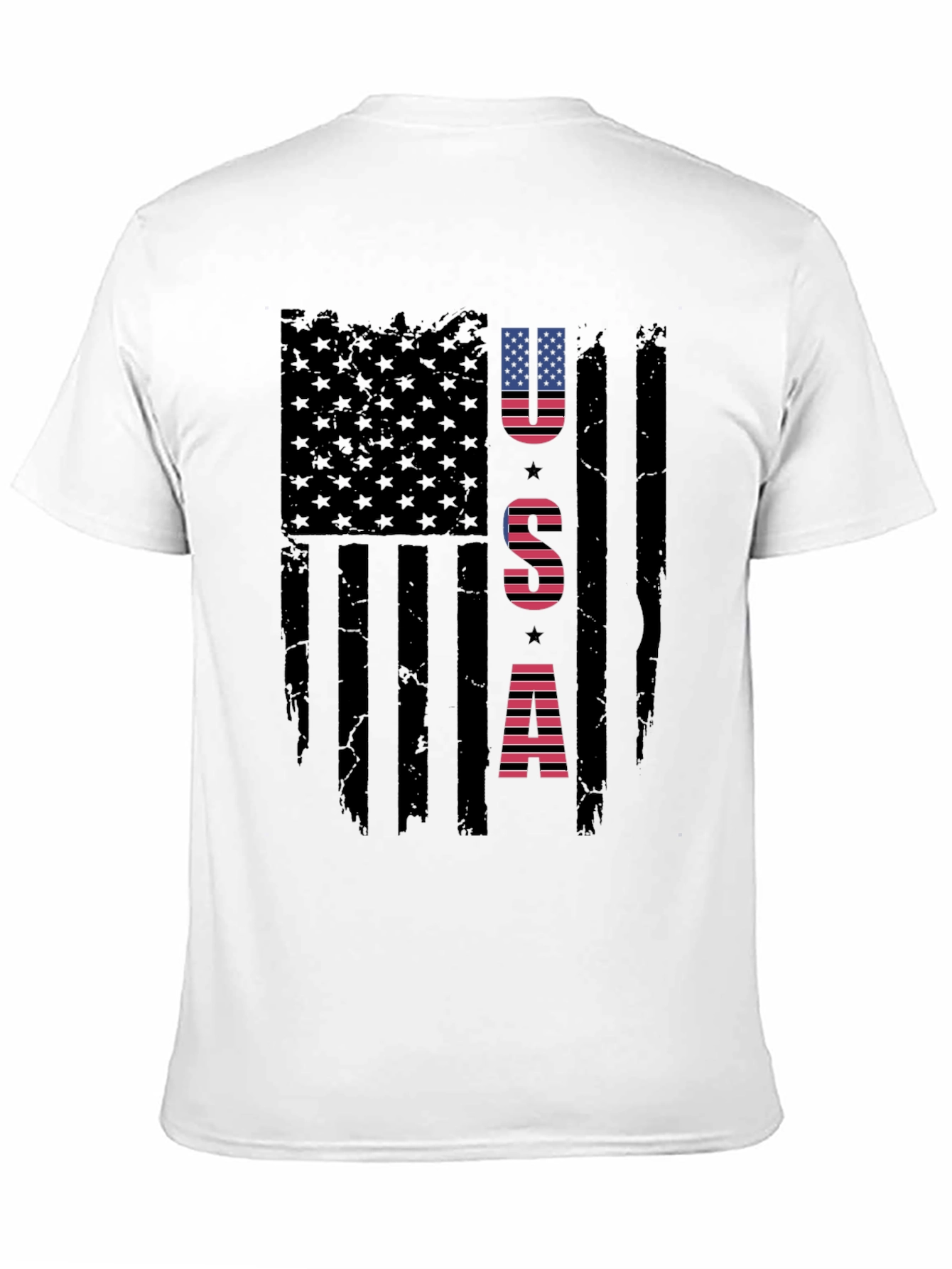 USA Flag Graphic Print Crew Neck T-Shirt
