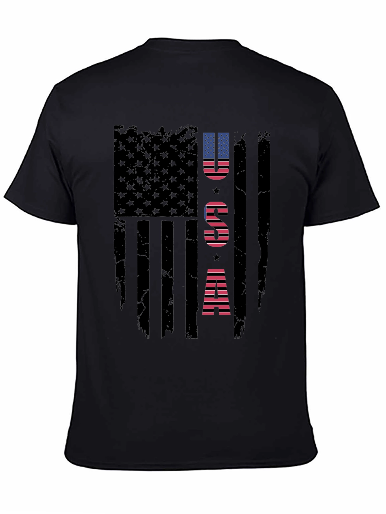 USA Flag Graphic Print Crew Neck T-Shirt