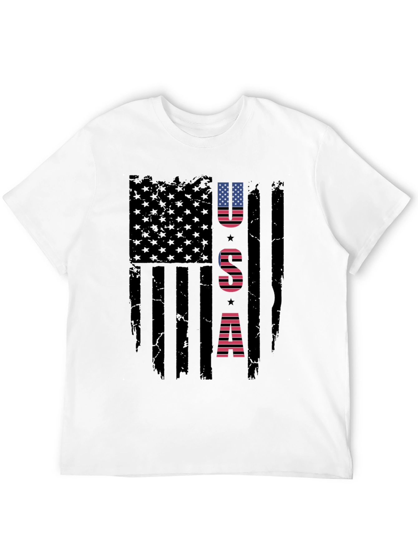 USA Flag Graphic Print Crew Neck T-Shirt