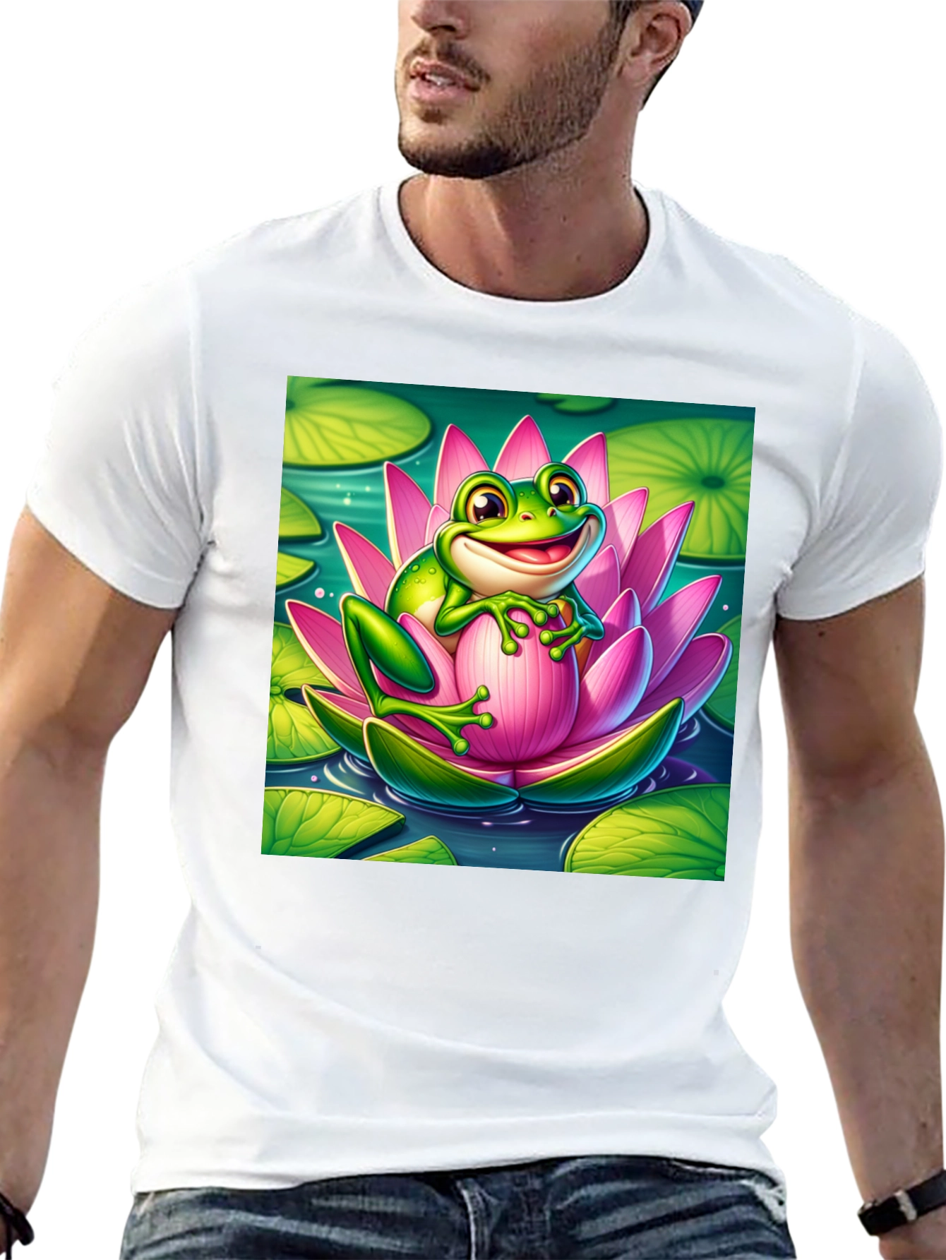 Frog on Lotus Flower T-Shirt