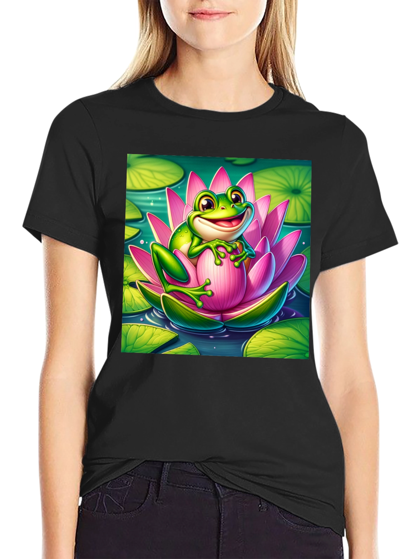 Frog on Lotus Flower T-Shirt