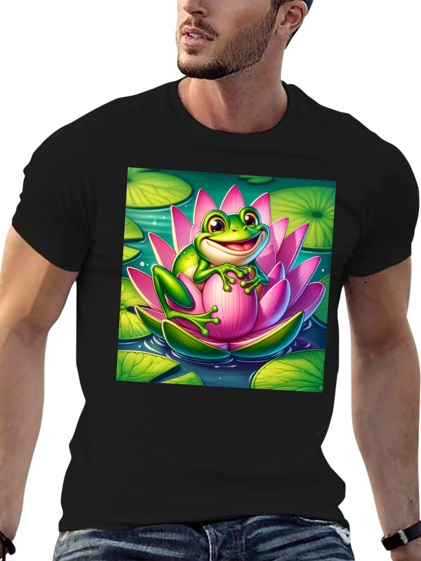 Frog on Lotus Flower T-Shirt