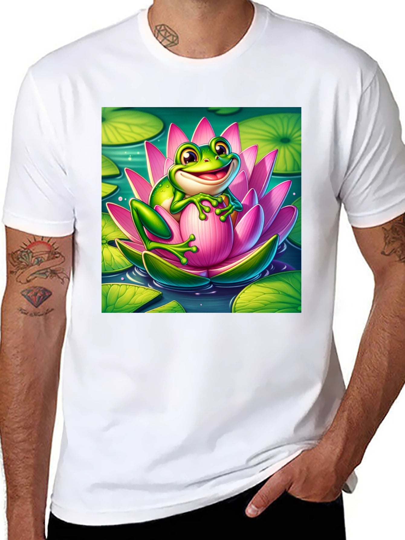 Frog on Lotus Flower T-Shirt
