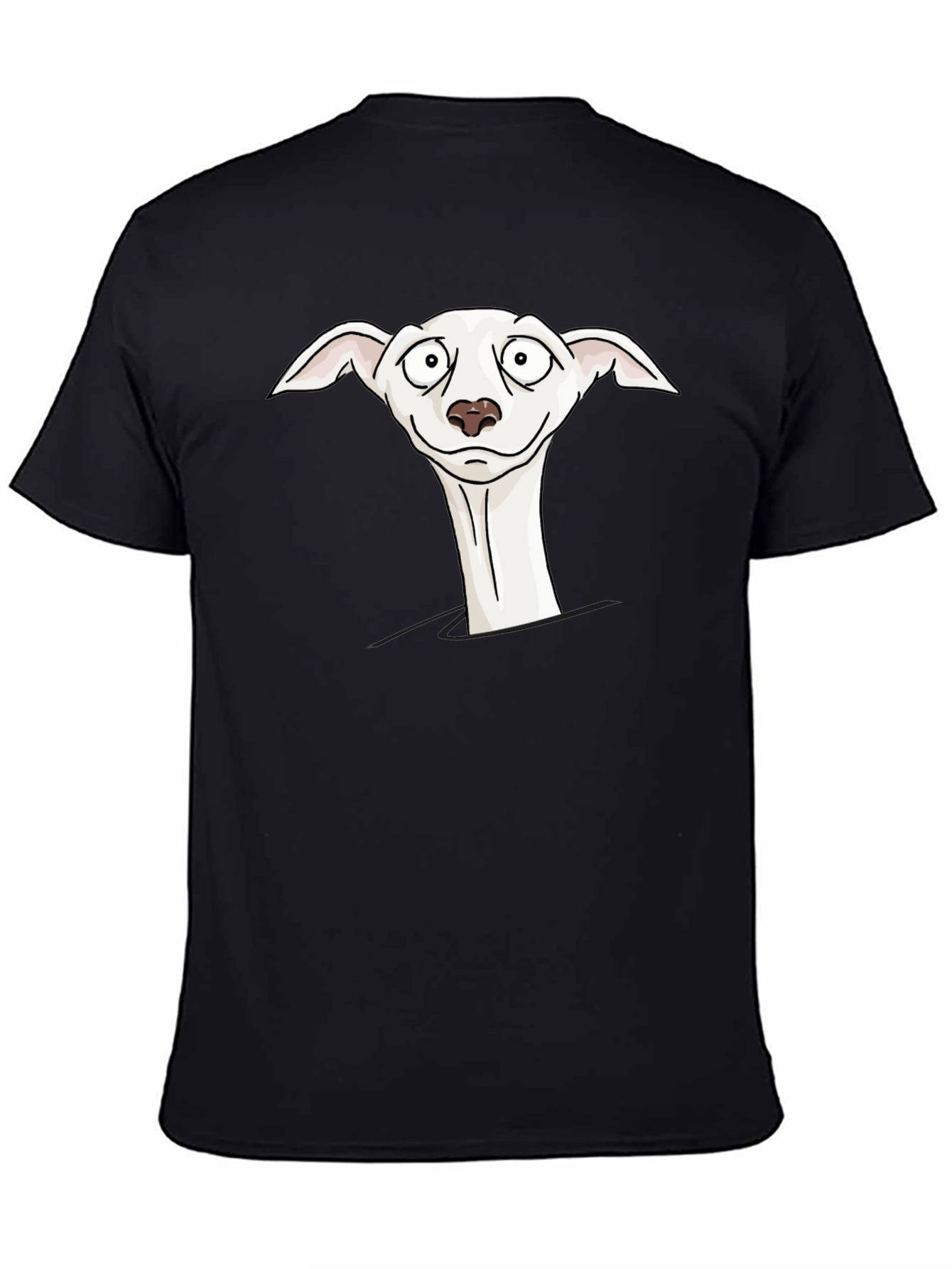 Cartoon Dog Peek-a-Boo Black T-Shirt