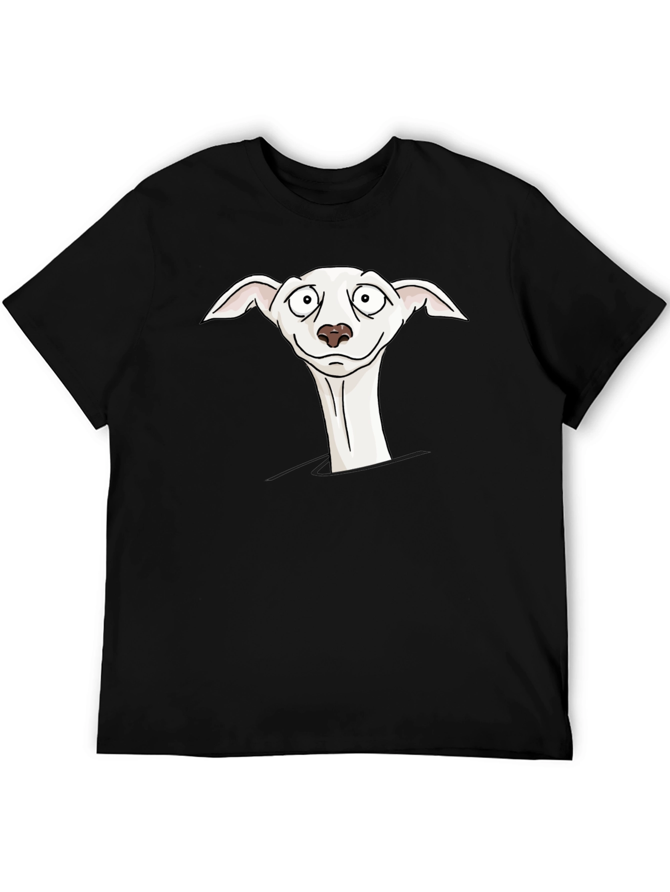 Cartoon Dog Peek-a-Boo Black T-Shirt