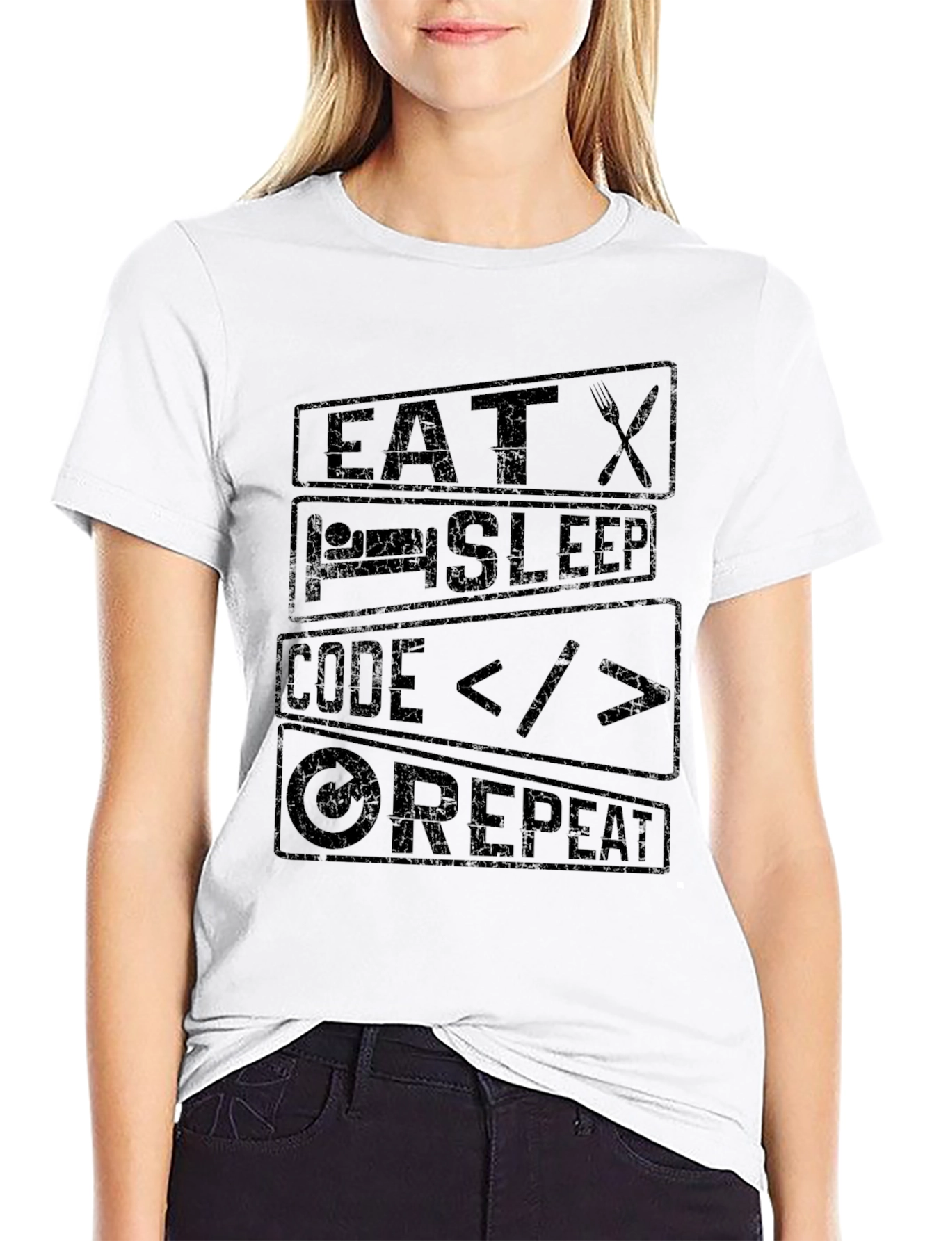 Eat Sleep Code Repeat Graphic Tee - Programmer T-Shirt