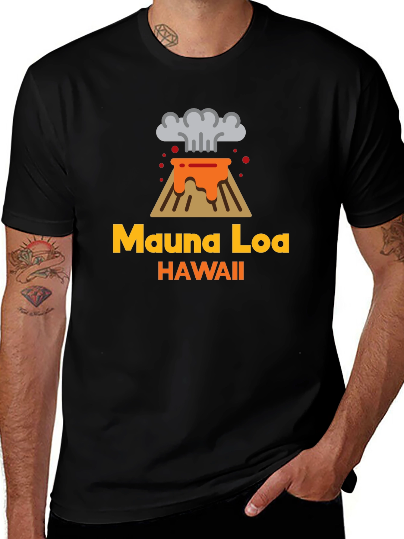 Mauna Loa Hawaii Volcano Graphic Tee - Black