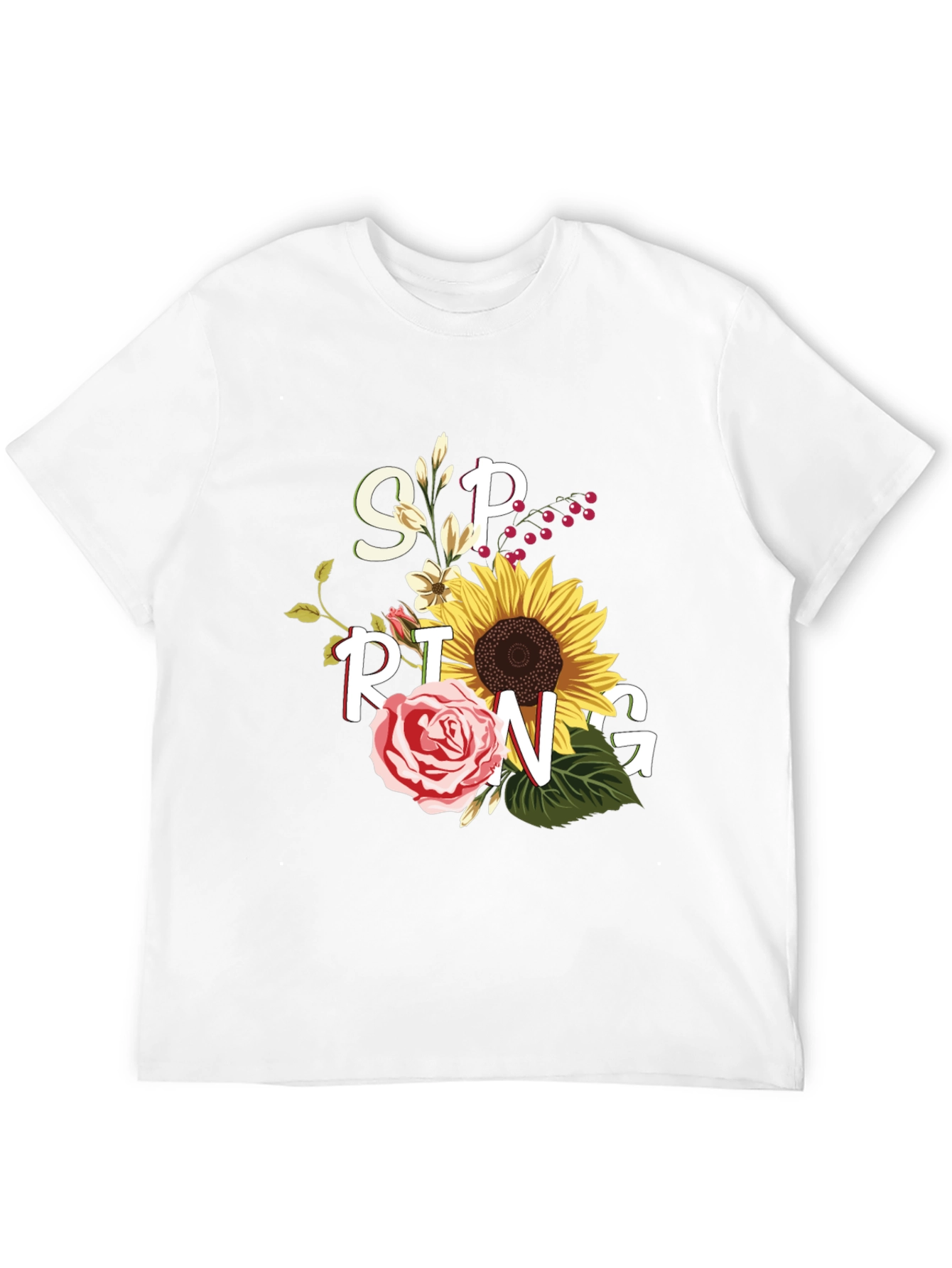 Floral Spring Graphic Tee - Black Unisex T-Shirt