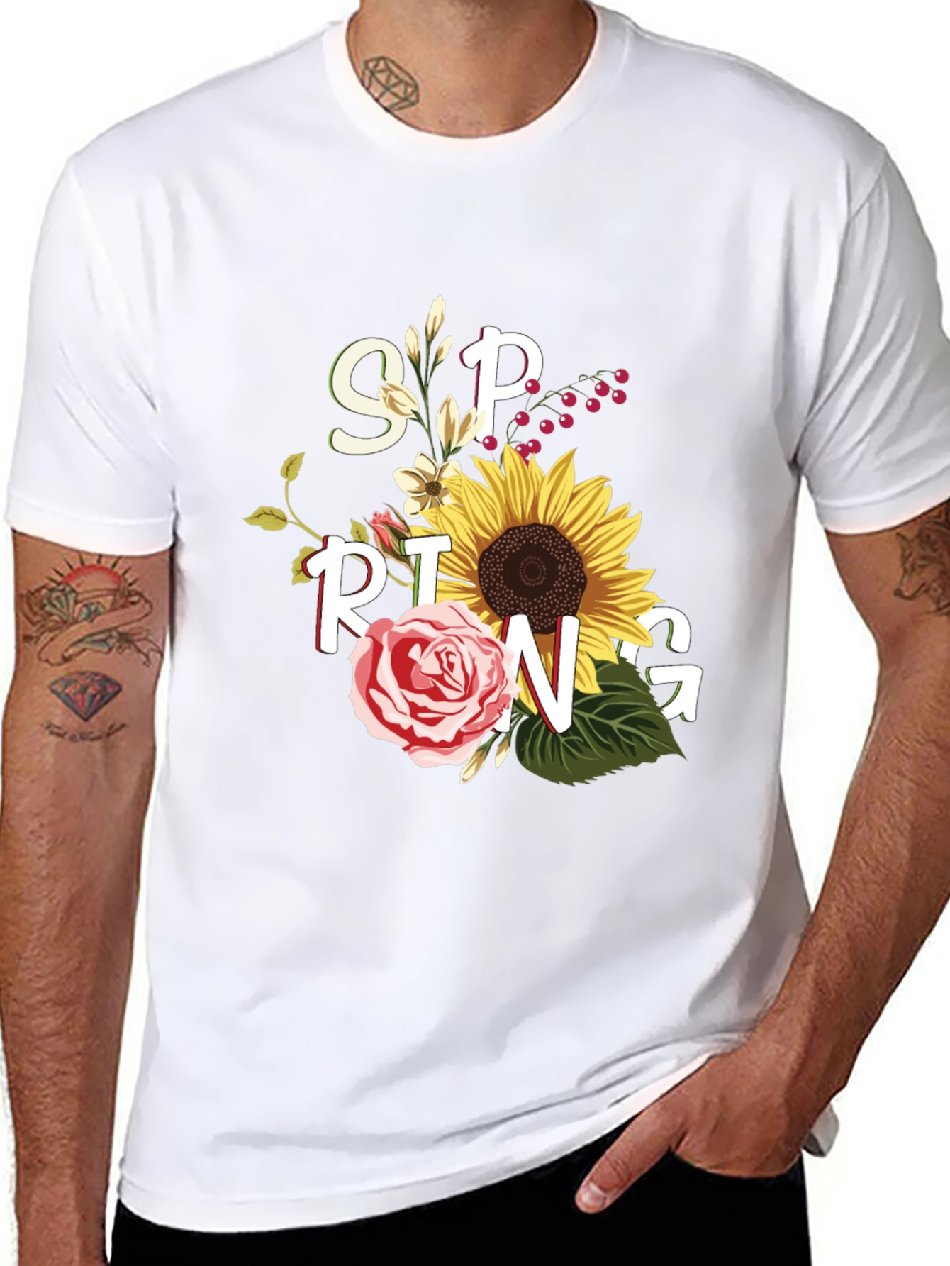 Floral Spring Graphic Tee - Black Unisex T-Shirt
