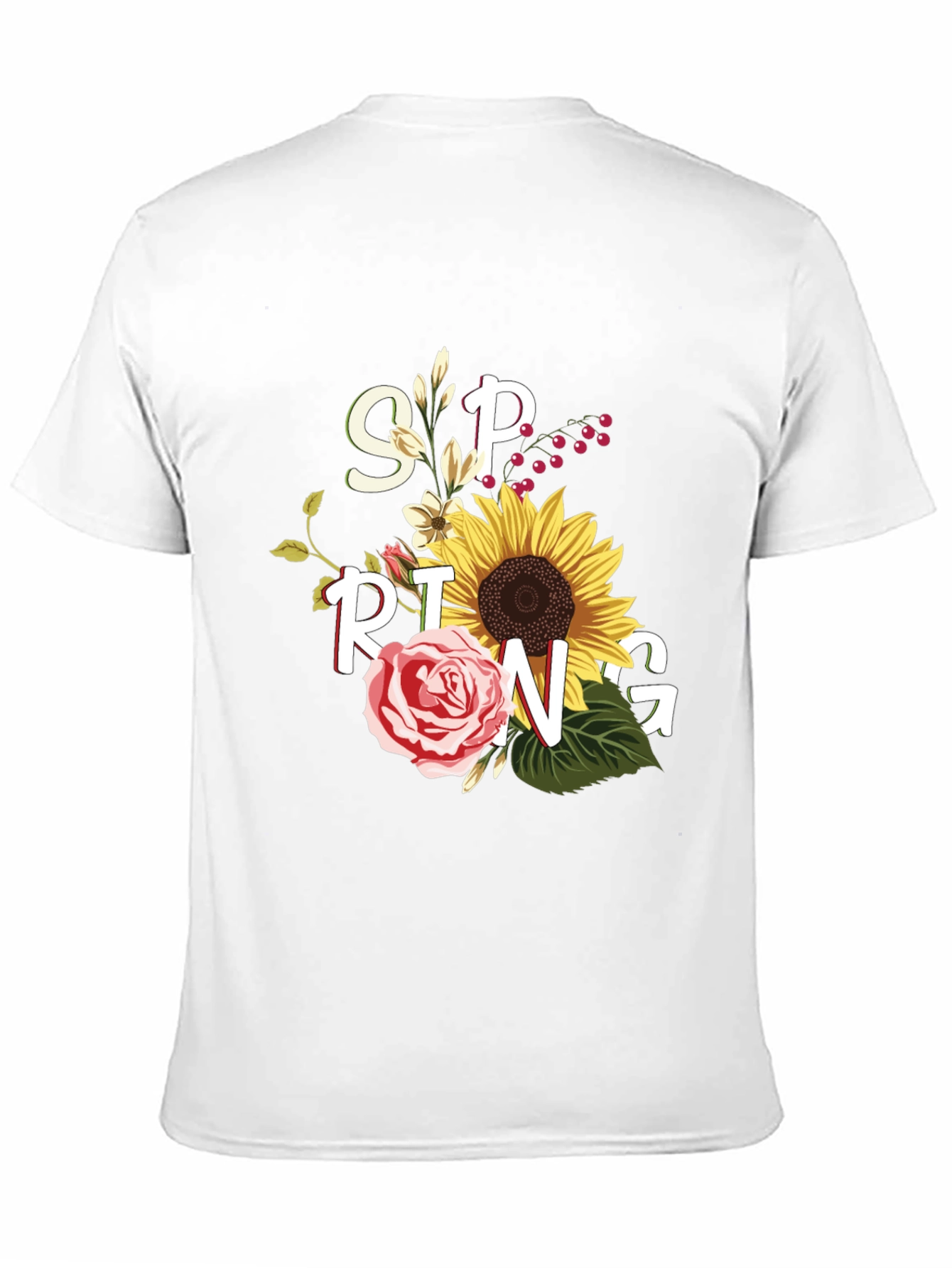 Floral Spring Graphic Tee - Black Unisex T-Shirt