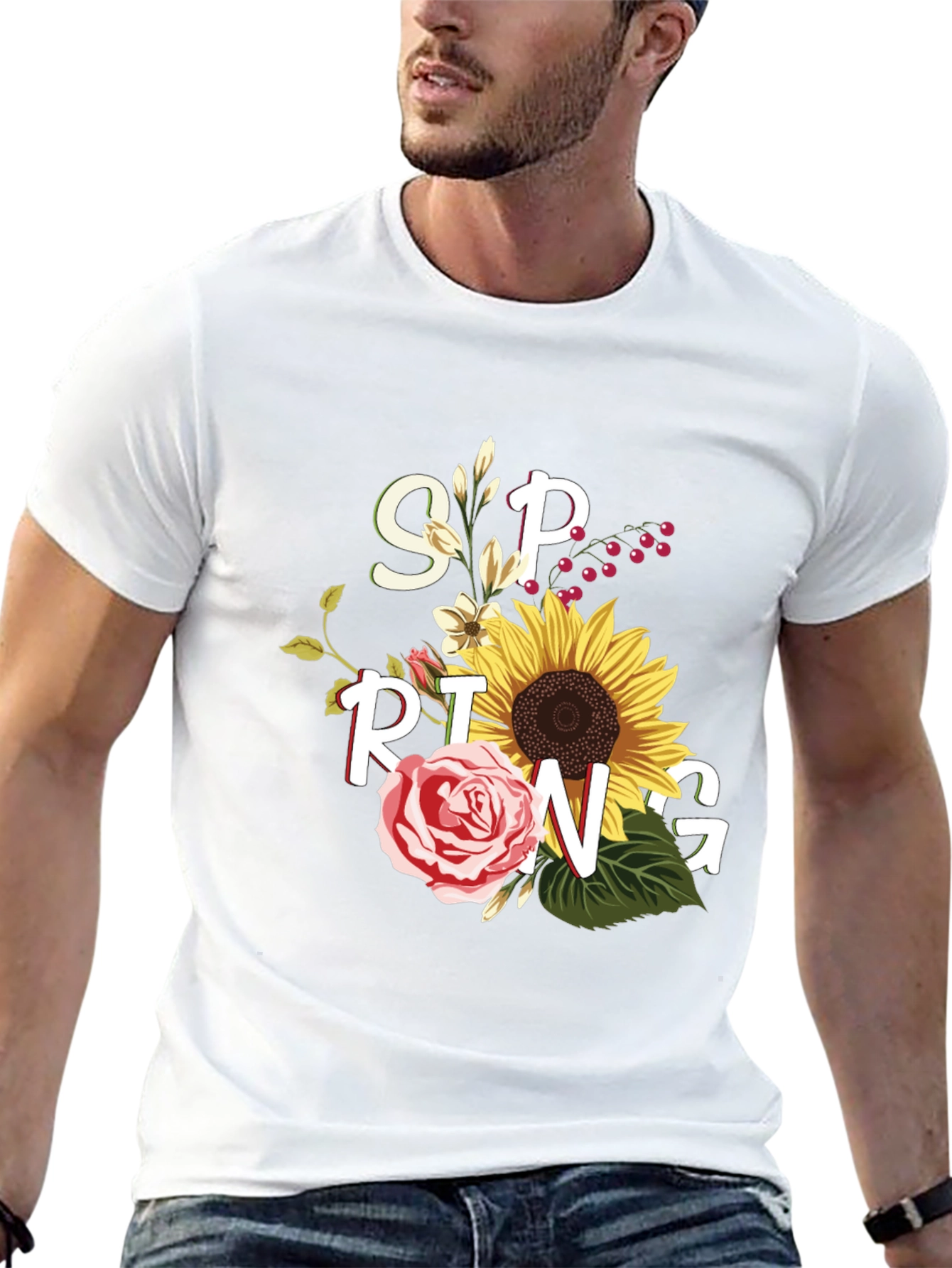 Floral Spring Graphic Tee - Black Unisex T-Shirt