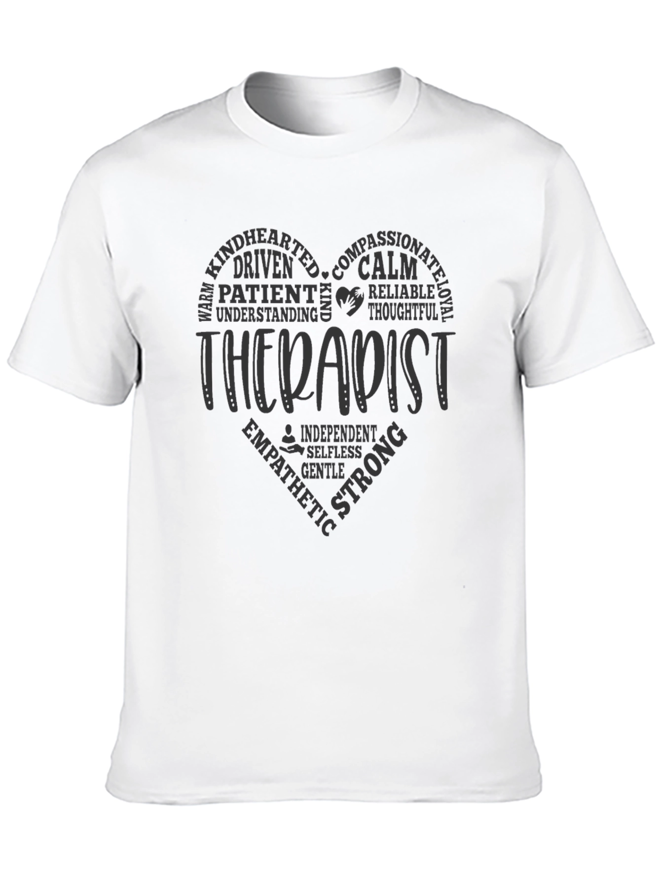 Therapist Heart Word Art T-Shirt Supportive Design