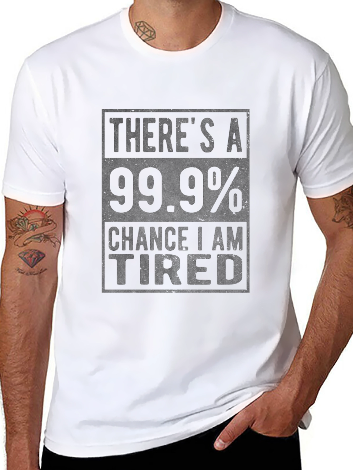 Tired Chance Graphic Print Black T-Shirt