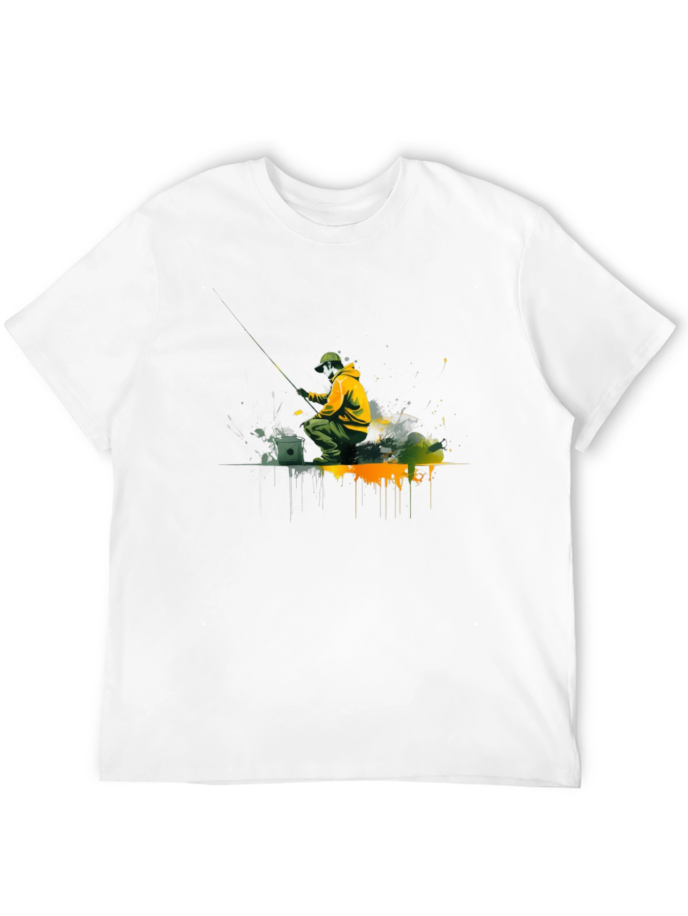 Fishing Graphic Tee - Mens Black Cotton Shirt