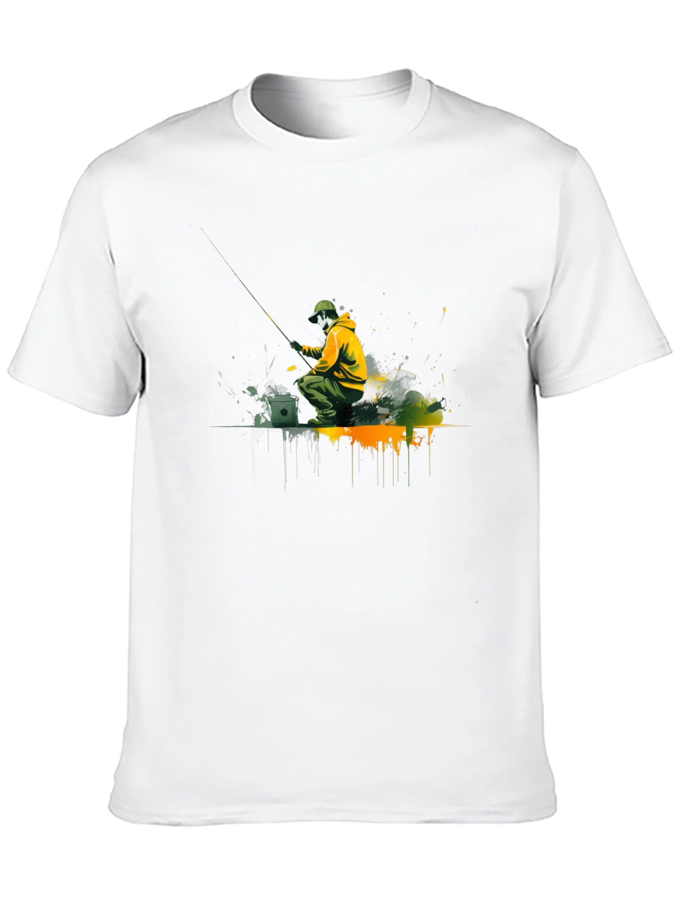 Fishing Graphic Tee - Mens Black Cotton Shirt