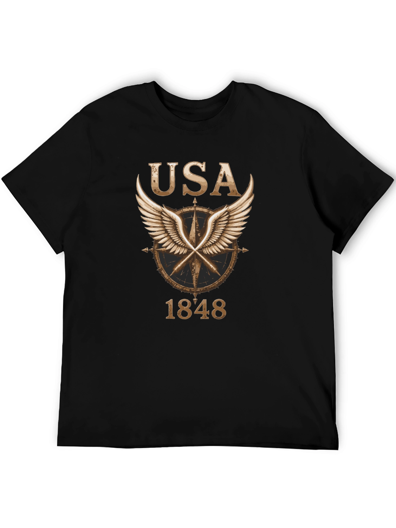 USA 1848 Winged Compass Black Graphic Tee