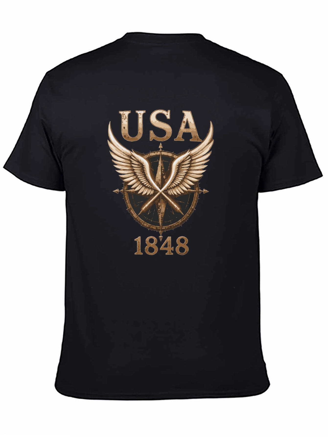 USA 1848 Winged Compass Black Graphic Tee