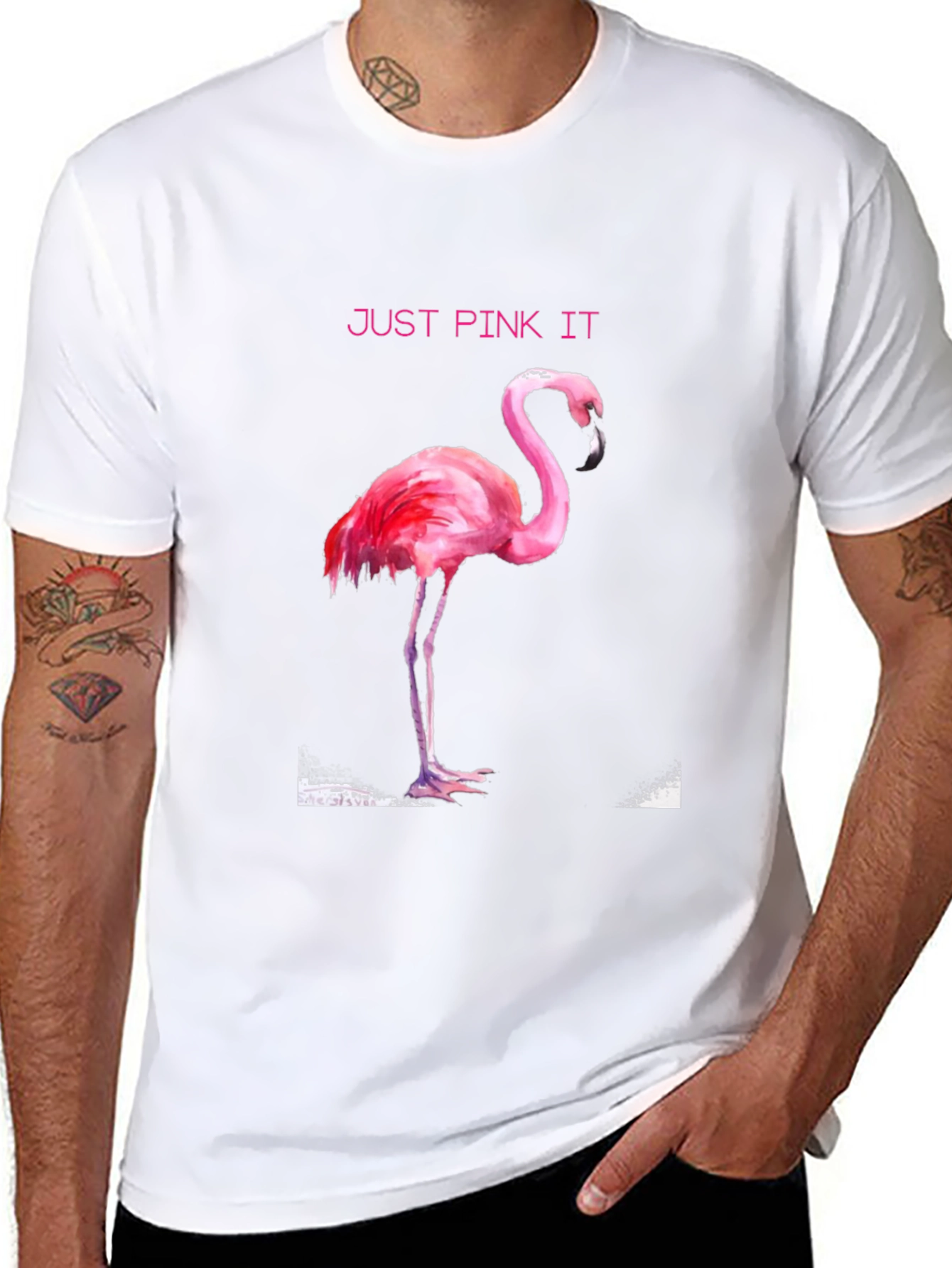 Just Pink It Flamingo Graphic Tee - Black
