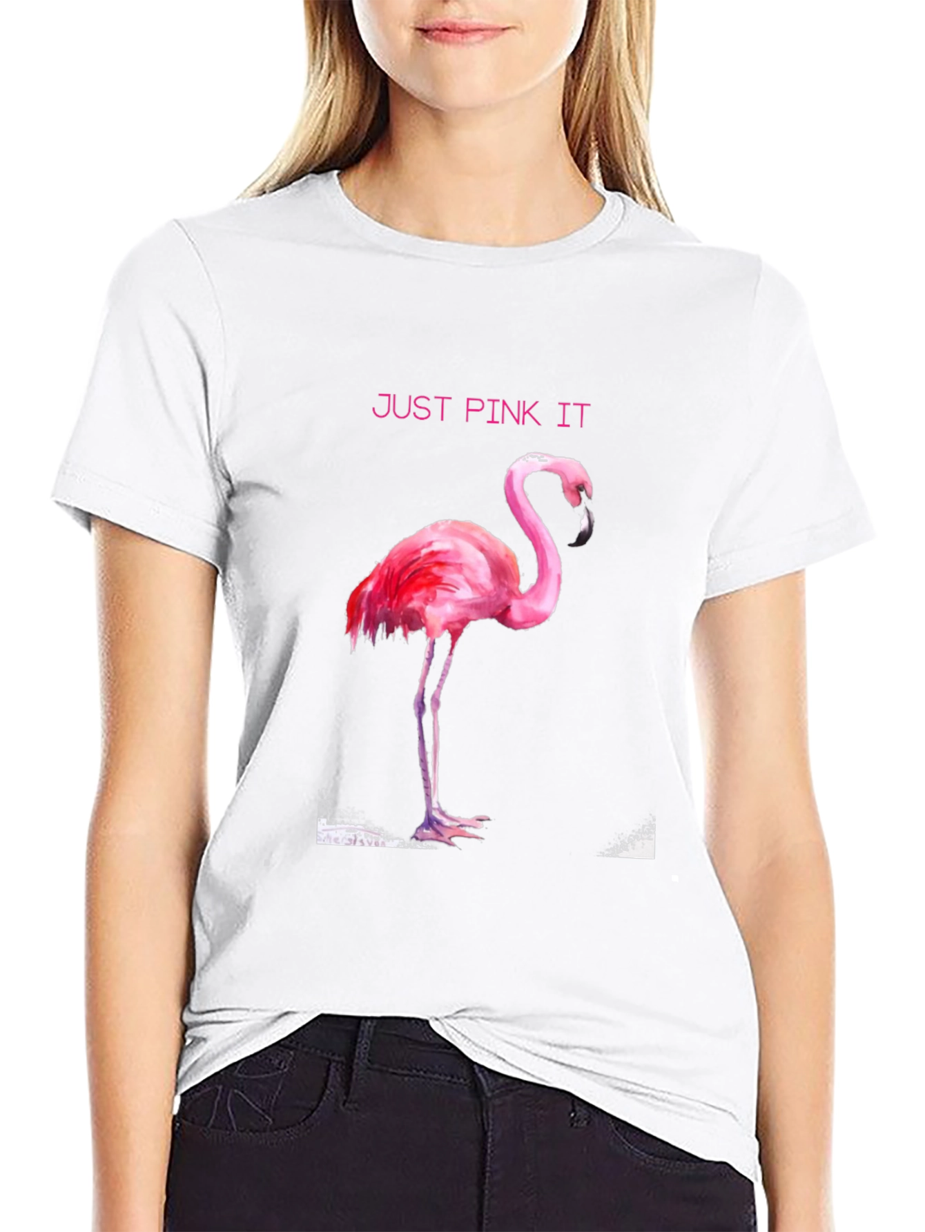Just Pink It Flamingo Graphic Tee - Black