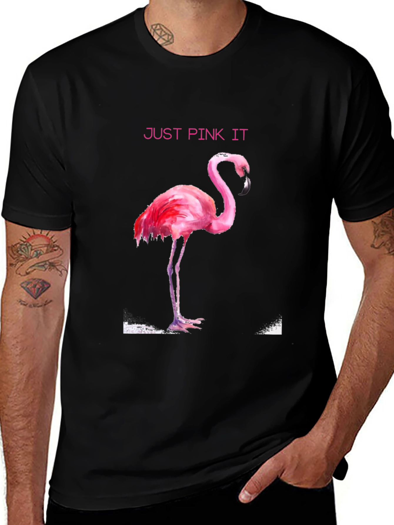 Just Pink It Flamingo Graphic Tee - Black