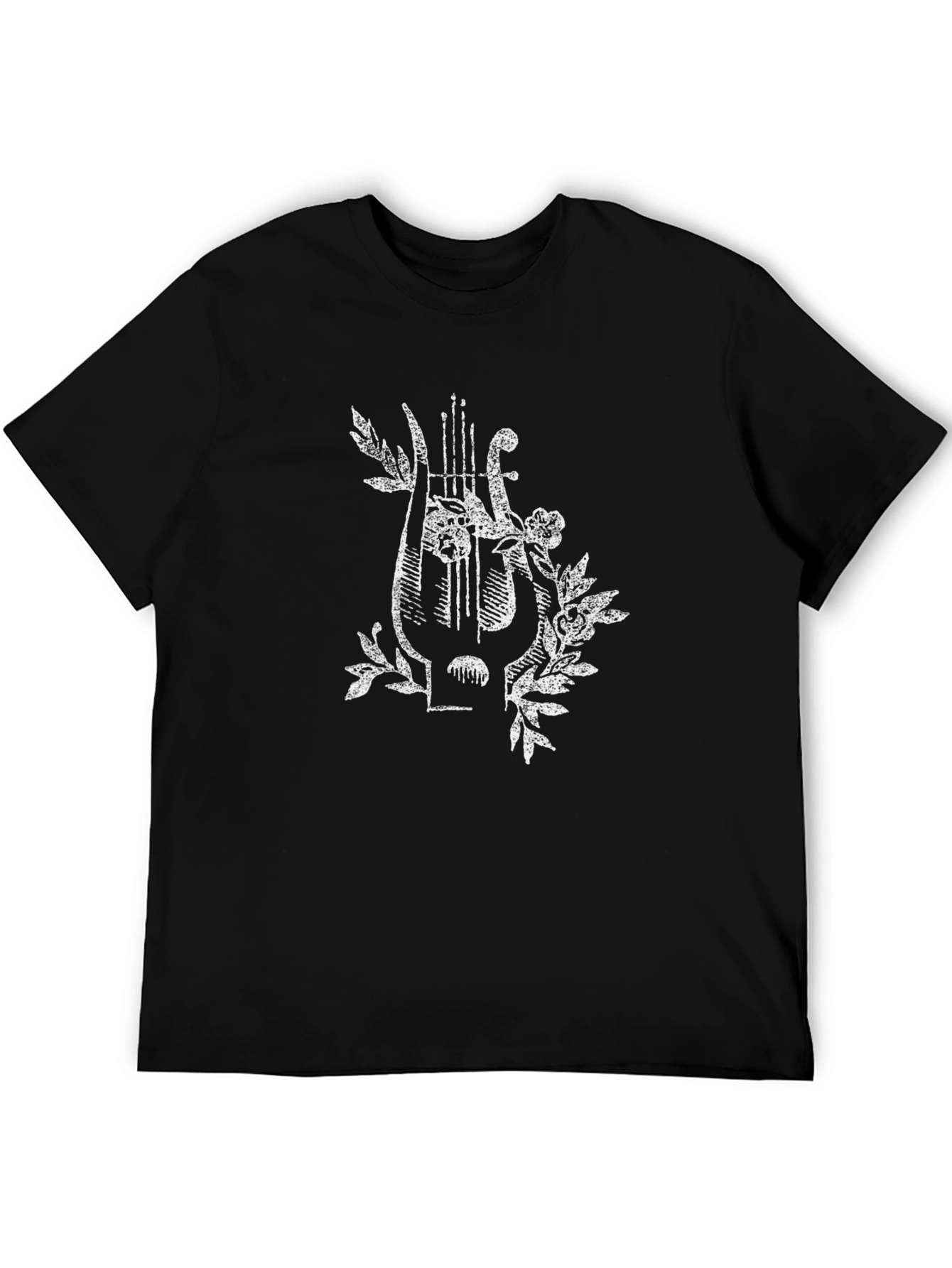 Floral Lyre Graphic Tee - Classic Black