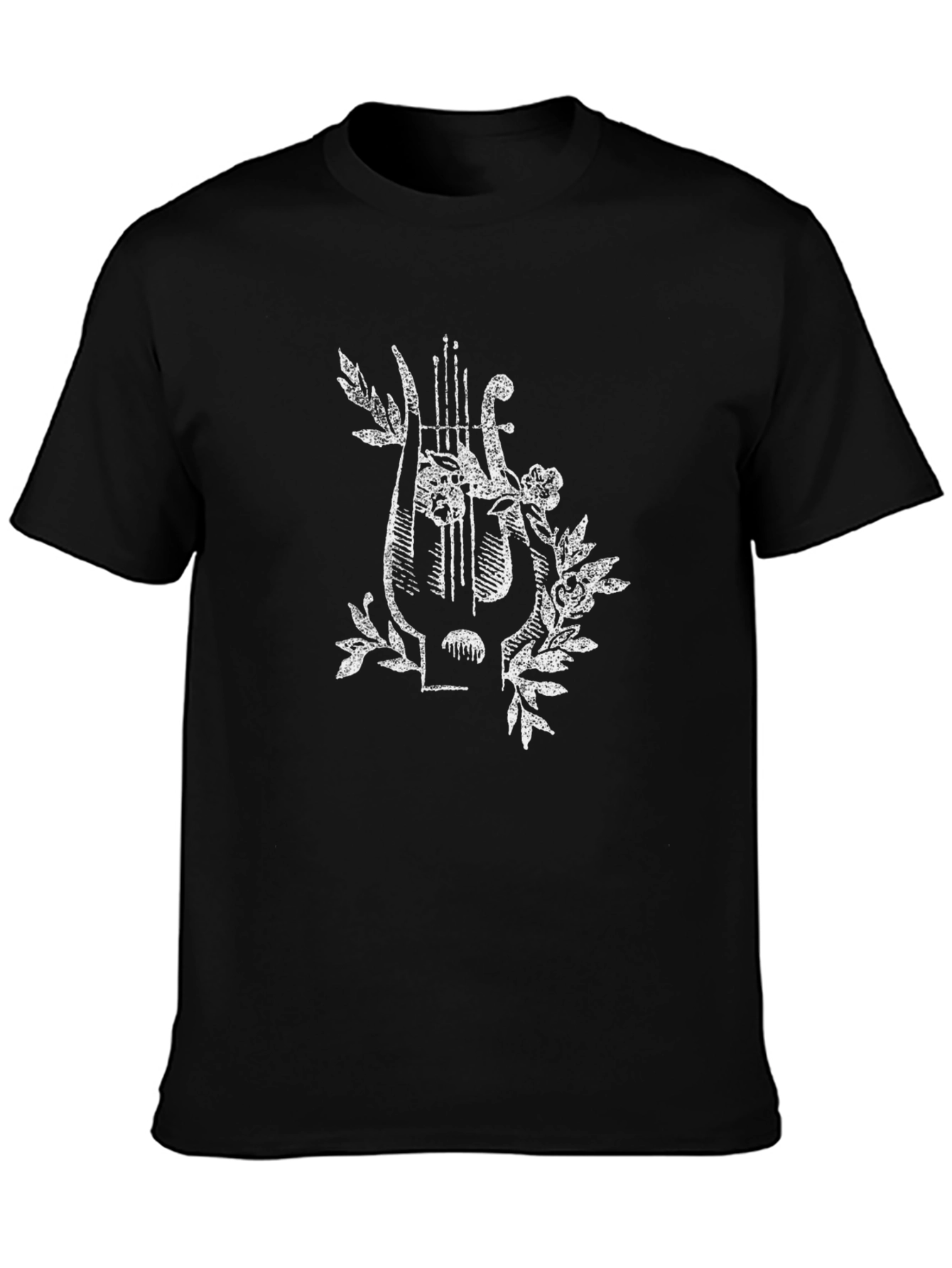 Floral Lyre Graphic Tee - Classic Black