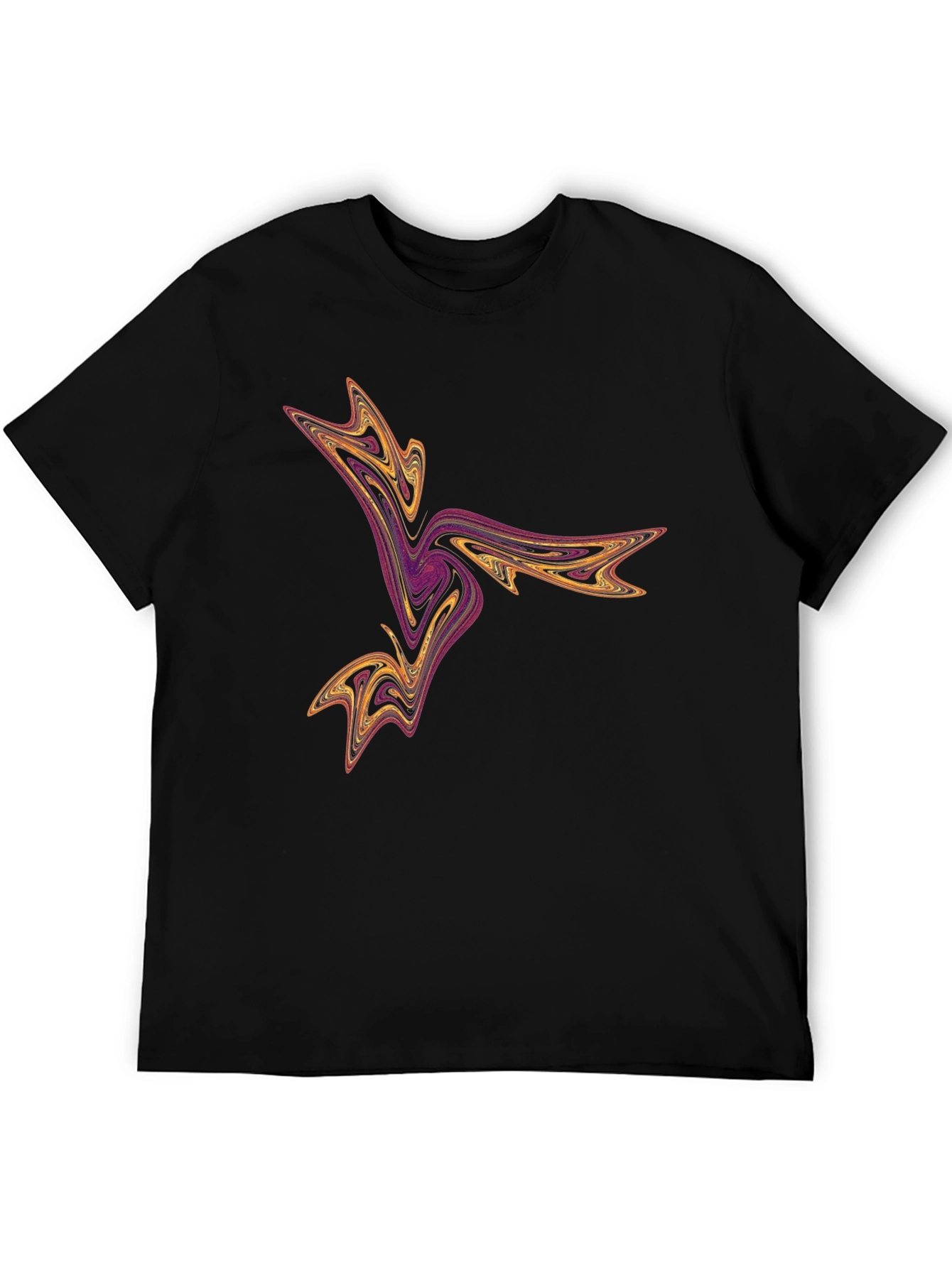 Abstract Swirl Graphic Tee - Black Casual T-Shirt