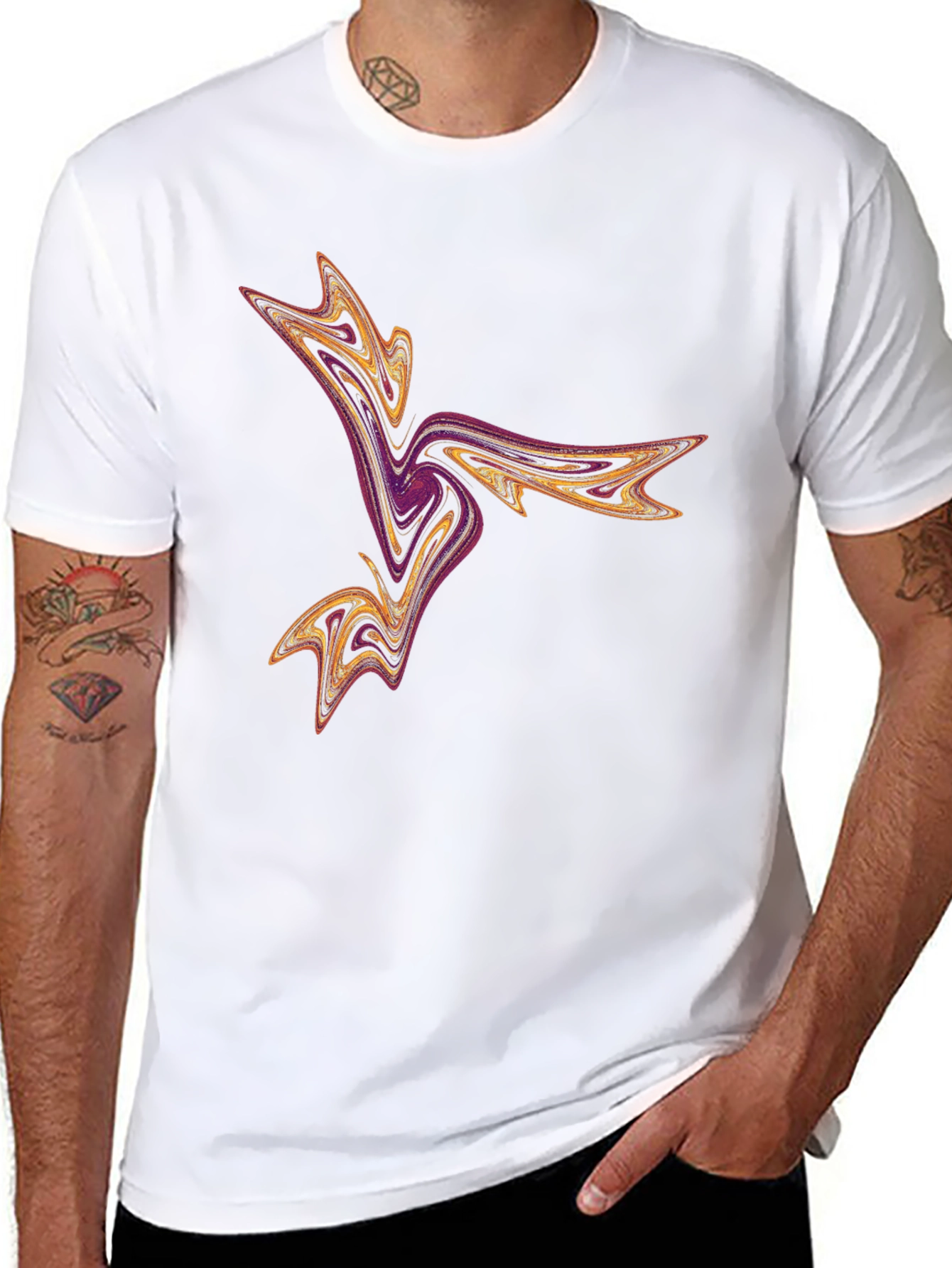 Abstract Swirl Graphic Tee - Black Casual T-Shirt
